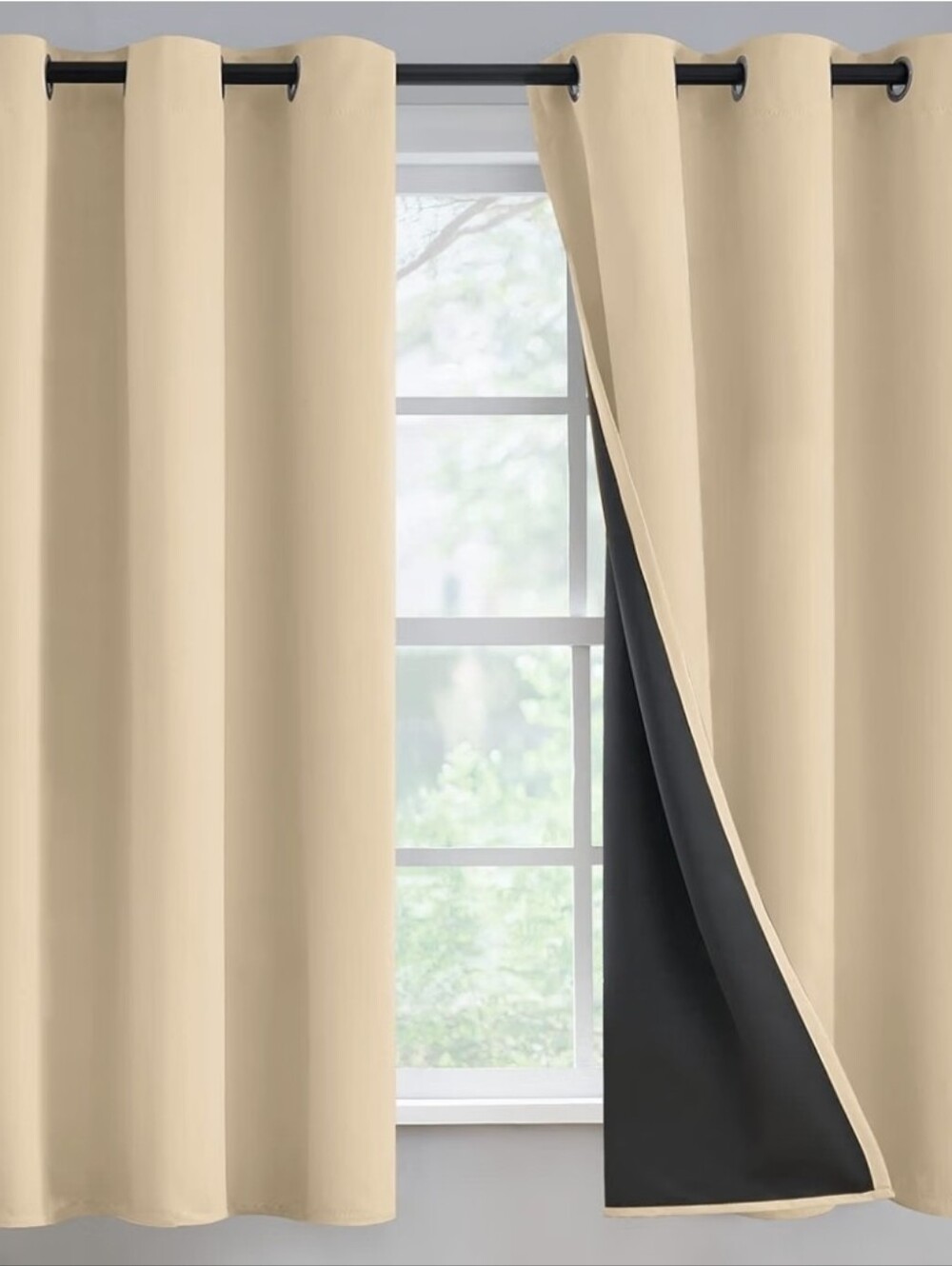 Eclipse Phoenix Solid Blackout Curtains, Set Of 2, 74"×63, Wheat, EUC